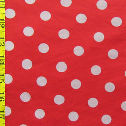 Polka Dot Print on Poly Mesh Fabric (White/Red) | (2 Way Stretch/Per Yard)