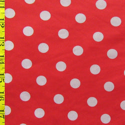 Polka Dot Print on Poly Mesh Fabric (White/Red) | (2 Way Stretch/Per Yard)