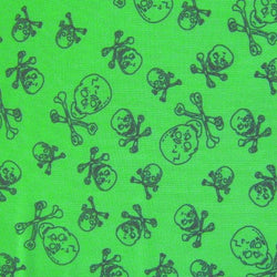 Skulls and Bones Printed on Poly Mesh Fabric (Mint Green) | (4 Way Stretch/Per Yard)