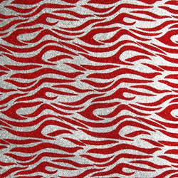 Flame Printed Rough Finished Cracked Ice Print on a Vinyl Backing (Red/Silver) | (Per Yard)