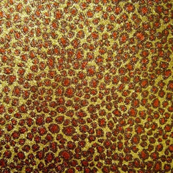 Leopard Spots with Holographic Glitter Printed on Rough Finished Cracked Ice Print w/ Vinyl Backing (Gold/Copper) | (Per Yard)