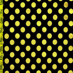 Polka Dot Print on Poly Spandex Fabric (Yellow/Black) | (4 Way Stretch/Per Yard)