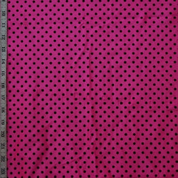 Flocked Polka Dot Print on Nylon Spandex Fabric (Black/Hot Pink) | (4 Way Stretch/Per Yard)