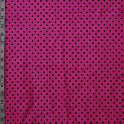 Flocked Polka Dot Print on Nylon Spandex Fabric (Black/Hot Pink) | (4 Way Stretch/Per Yard)