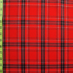 Simple Plaid Print on Poly Spandex Fabric (Red) | (4 Way Stretch/Per Yard)