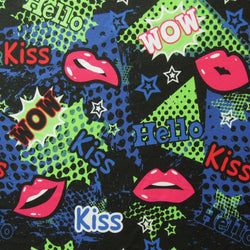 Comic Style Speech Bubble Print on Poly Spandex Fabric | (4 Way Stretch/Per Yard)