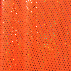 Dots with Holographic Foil Print on Poly Spandex Fabric (Copper/Orange) | (2 Way Stretch/Per Yard)