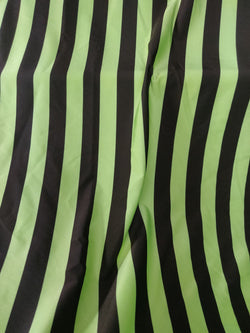 1" (One Inch) Vertical Stripes on Poly Spandex Fabric (Chocolate/Neon Yellow) | (4 Way Stretch/Per Yard)