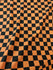 Checkerboard Print on Poly Spandex Fabric (Orange/Black) | (4 Way Stretch/Per Yard)