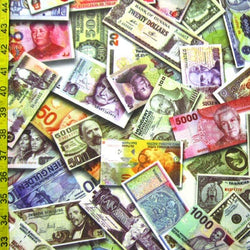 International Money Print on Poly Mesh Fabric | (4 Way Stretch/Per Yard)