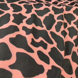 Cow Print on Nylon Spandex Fabric (Pink/Black) | (4 Way Stretch/Per Yard)