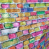 Colorful Brick Wall Print on Poly Spandex Fabric | (4 Way Stretch/Per Yard)