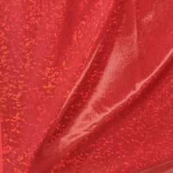 Red Shattered Glass w/ Holographic Foil Spandex Fabric | (4 Way Stretch/Per Yard)