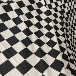 2x2" Checkerboard Print on Nylon Spandex Fabric (White/Black) | (4 Way Stretch/Per Yard)