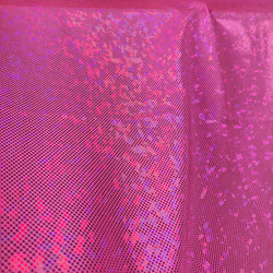 Hot Pink Shattered Glass w/ Holographic Foil Spandex Fabric | (4 Way Stretch/Per Yard)