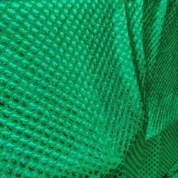 Kelly Green Mermaid Fish Scale on Hologram Foil Spandex w/ Dots Fabric | (4 Way Stretch/Per Yard)