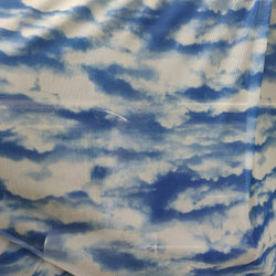 Clouds Printed on Poly Mesh Fabric | (2 Way Stretch/Per Yard)