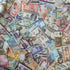 Holographic International Money Print on Poly Spandex Fabric | (4 Way Stretch/Per Yard)