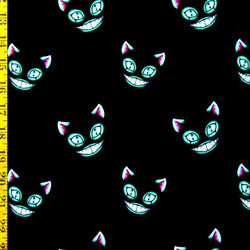 Scary Cat Print on Poly Spandex Fabric | (4 Way Stretch/Per Yard)