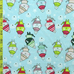 Merry Christmas Cat Print on Poly Spandex Fabric (Sky Blue) | (4 Way Stretch/Per Yard)