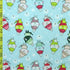 Merry Christmas Cat Print on Poly Spandex Fabric (Sky Blue) | (4 Way Stretch/Per Yard)