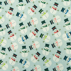 Christmas Theme Snowman Print on Poly Spandex Fabric | (4 Way Stretch/Per Yard)