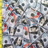 Holographic Money Print (100 Dollar) with Silver Shiny Dots on Poly Spandex Fabric| (4 Way Stretch/Per Yard)
