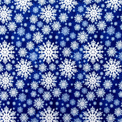 Christmas Snowflakes Print (White/Royal Blue) on Poly Spandex Fabric | (4 Way Stretch/Per Yard)