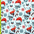 Christmas Santa Skulls Print on Poly Spandex Fabric | (4 Way Stretch/Per Yard)