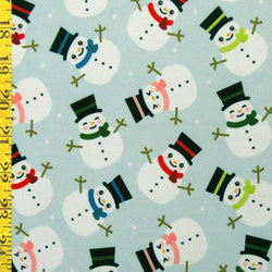 Christmas Theme Snowman Print on Poly Spandex Fabric | (4 Way Stretch/Per Yard)