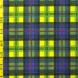 Multicolor Plaid Print on Poly Spandex Fabric (Yellow/Blue) | (4 Way Stretch/Per Yard)
