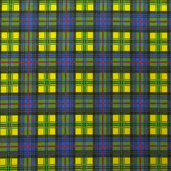 Multicolor Plaid Print on Poly Spandex Fabric (Yellow/Blue) | (4 Way Stretch/Per Yard)