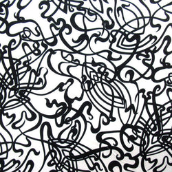 Abstract Scribbles of Simplicity Print on Poly Spandex Fabric | (4 Way Stretch/Per Yard)