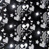 Hearts, Stars, and Butterflies Print with Silver Glitter on Nylon Spandex Fabric | (4 Way Stretch/Per Yard)