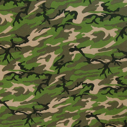 Green Camouflage Printed on Poly Spandex Fabric | (4 Way Stretch/Per Yard)