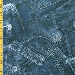 Denim Print on Poly Spandex Fabric | (4 Way Stretch/Per Yard)