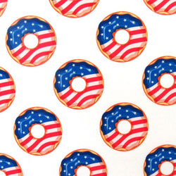 USA Theme Donut Print on Poly Spandex Fabric | (4 Way Stretch/Per Yard)