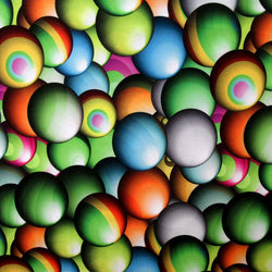 World of Balls Print on Poly Spandex Fabric | (4 Way Stretch/Per Yard)