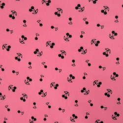 Cherry Print on Poly Mesh Fabric (Pink) | (4 Way Stretch/Per Yard)