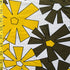 Floral Print with Gold Powder Foil on Poly Spandex Fabric (Yellow/Chocolate/White) | (4 Way Stretch/Per Yard)