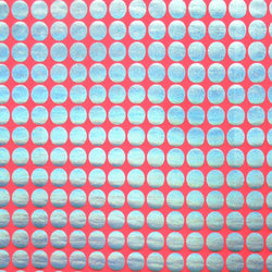 Metallic Polka Dot Print on Poly Spandex Fabric (Silver/Pink) | (4 Way Stretch/Per Yard)
