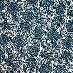 Embroidereed Floral on Lace Fabric (Mallard) | (2 Way Stretch/Per Yard)