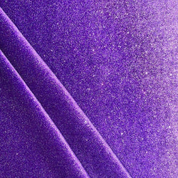 Shiny Glitter on Solid Stretch Velvet Fabric (Multi/Royal Purple) | (2 Way Stretch/Per Yard)