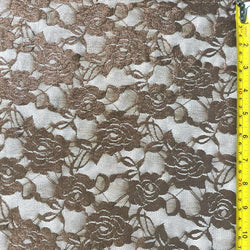 Floral Metallic Lace (Bronze) | (4 Way Stretch/Per Yard)
