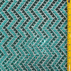 Chevron Sequins on See Through Mesh Fabric (Turquoise/Mallard) | (4 Way Stretch/By The Yard)