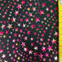 Star with Metallic Foil on Poly Spandex Fabric (Hot Pink/Black) | (4 Way Stretch/Per Yard)