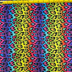 Rainbow Leopard Print on Poly Spandex Fabric | (4 Way Stretch/Per Yard)