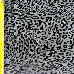 Leopard Print on Burnout Velvet Nylon Mesh | (4 Way Stretch/Per Yard)