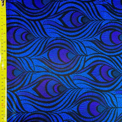 Peacock Print on Nylon Spandex Fabric (Turquoise) | (4 Way Stretch/Per Yard)