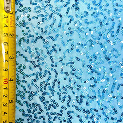 Curvy Squiggly Sequins on Nylon Spandex Fabric (Baby Blue) | (4 Way Stretch/By The Yard)